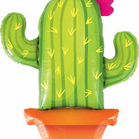 Potted Cactus Shape Foil Balloon with Helium and Weight