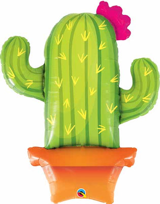 Potted Cactus Shape Foil Balloon with Helium and Weight