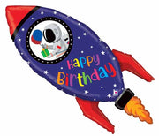 Outer Space Birthday Rocket Space Ship Balloon with Helium and Weight