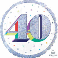 Milestone Rainbow Glitter 40th Birthday Balloon with Helium
