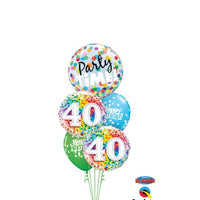40th Birthday Rainbow Dots Party Time Bubble Balloons Bouquet