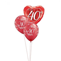 40th Anniversary Heart Balloon Bouquet of 3