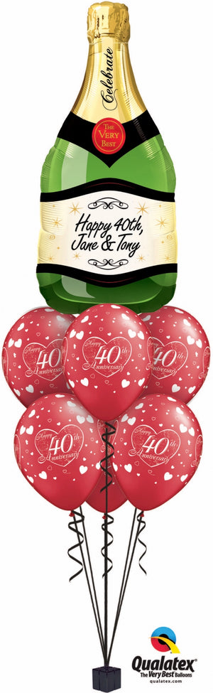 40th Anniversary Champagne Balloon Bouquet