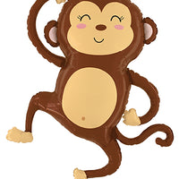 Jungle Animals Monkey Shape Foil Balloon with Helium and Weight