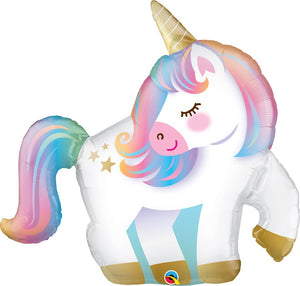 Pastel Unicorn Shape Foil Balloon with Helium and Weight