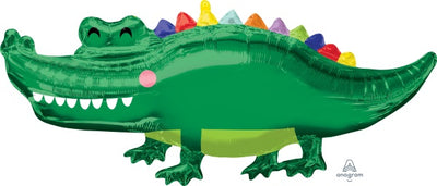 Happy Gator Shape Foil Balloon with Helium and Weight