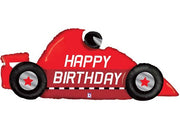 Red Race Car Happy Birthday Balloon with Helium and Weight