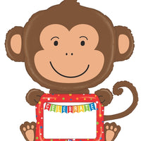 Jungle Animals Remarkable Personalize Monkey Birthday Balloon with Helium and Weight