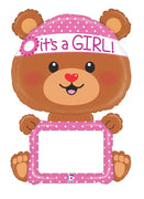 Remarkable Baby Bear Girl Personalize Balloon with Helium and Weight