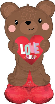 49 inch Satin Brown Love Bear Airloonz Balloons AIR FILLED ONLY