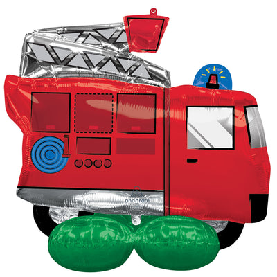 50 inch Fire Truck Airloonz Foil Balloons AIR FILLED ONLY