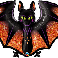Halloween Glitzy Glam Bat Balloon with Helium and Weight