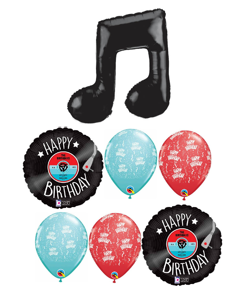 1950s Music Record Birthday Balloons Bouquet