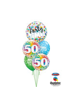 50th Birthday Rainbow Dots Party Time Bubble Balloons Bouquet