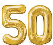 34 inch Jumbo Gold Number 50 Foil Balloons with Helium and Weight