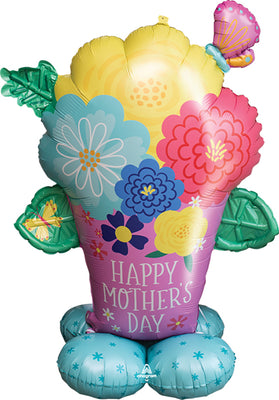 53 inch Mothers Day Flower Pot Airloonz Foil Balloon AIR FILLED ONLY
