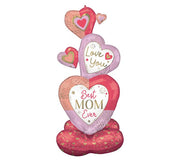 55 inch Mothers Day Love You Mom Colourful Hearts Airloonz Balloons AIR FILLED ONLY