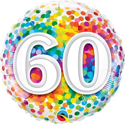 Milestone Rainbow Dots 60th Birthday Balloon with Helium
