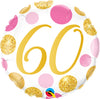 Milestone Pink Gold Dots 60th Birthday Balloon with Helium
