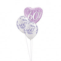 60th Anniversary Heart Balloons Bouquet of 3