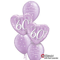60th Anniversary Hearts Balloons Bouquet of 5