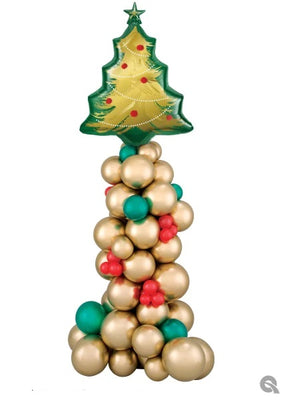 Christmas Tree Chome Gold Red Green Garland Balloon Column
