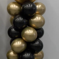 Chrome Gold and Pearl Black Balloon Column