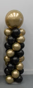 Chrome Gold and Pearl Black Balloon Column