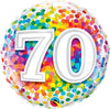 Milestone Rainbow Dots 70th Birthday Balloon with Helium