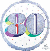 Milestone Rainbow Glitter 80th Birthday Balloon with Helium