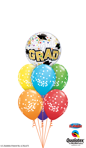 Graduation Grad Dots Bubbles Balloon Bouquet