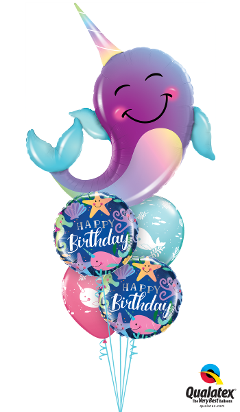 Sea Creatures Narwhal Happy Birthday Balloon Bouquet
