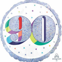 Milestone Rainbow Glitter 90th Birthday Balloon with Helium