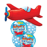 Vintage Airplane Birthday Balloon Bouquet with Helium and Weight