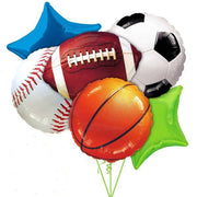 All Sports Balls Stars Balloon Bouquet with Helium and Weight