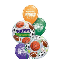 All Sports Birthday Bubble Balloon Bouquet with Helium and Weight