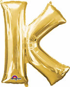 16 inch Gold Letter Balloon K AIR FILLED ONLY