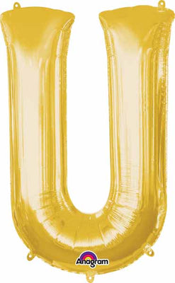 16 inch Gold Letter Balloon U AIR FILLED BALLOONS