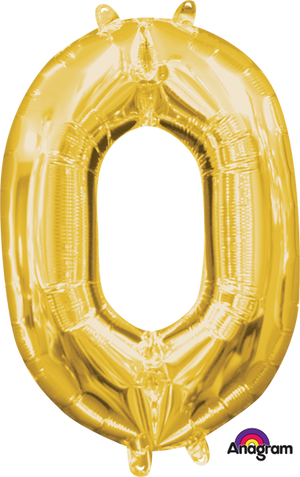 16 inch Gold Number 0 Balloon AIR FILLED ONLY