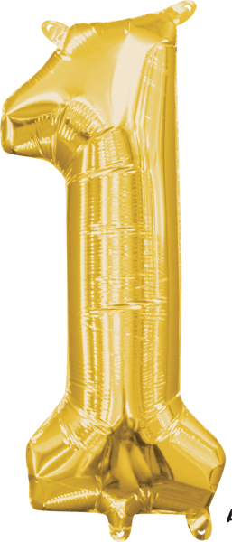 16 inch Gold Number 1 Balloon AIR FILLED ONLY