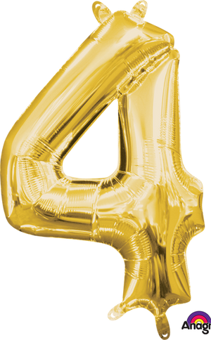 16 inch Gold Number 4 Balloon AIR FILLED ONLY