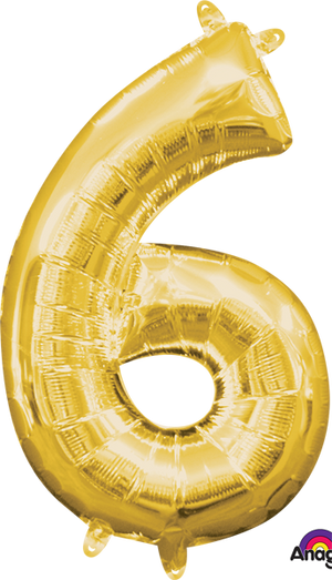 16 inch Gold Number 6 Balloon AIR FILLED ONLY