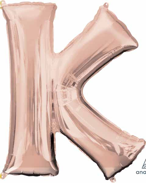 16 inch Rose Gold Letter Balloon K AIR FILLED ONLY
