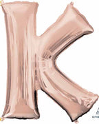 16 inch Rose Gold Letter Balloon K AIR FILLED ONLY