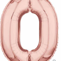 16 inch Rose Gold Number 0 Balloon AIR FILLED ONLY