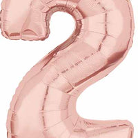 16 inch Rose Gold Number 2 Balloon AIR FILLED ONLY