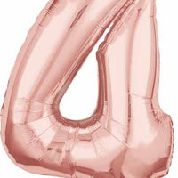 16 inch Rose Gold Number 4 Balloon AIR FILLED ONLY
