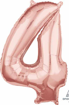 16 inch Rose Gold Number 4 Balloon AIR FILLED ONLY