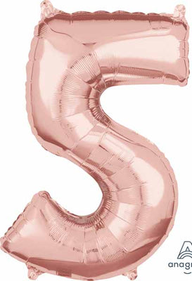 16 inch Rose Gold Number 5 Balloon AIR FILLED ONLY