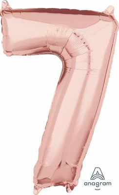 16 inch Rose Gold Number 7 Balloon AIR FILLED ONLY